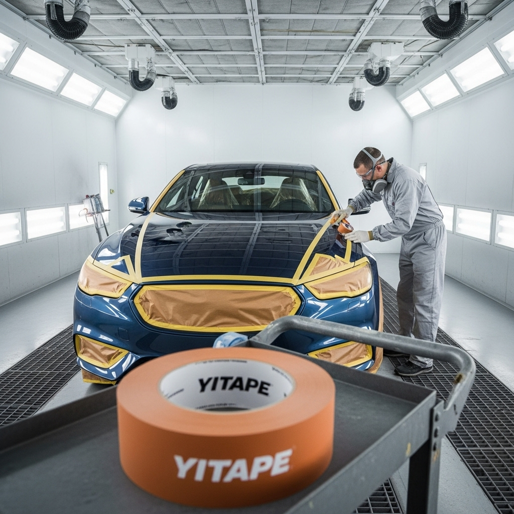 Тонкая контурная лента YITAPE используется для создания идеального края при двухцветной покраске автомобиля.