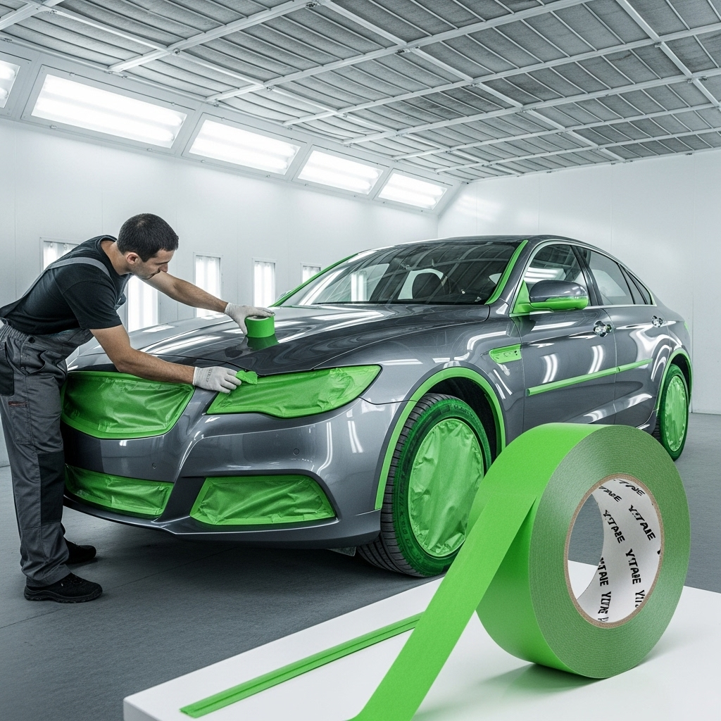 Процесс безопасного удаления клея от скотча с кузова автомобиля с помощью микрофибровой ткани.