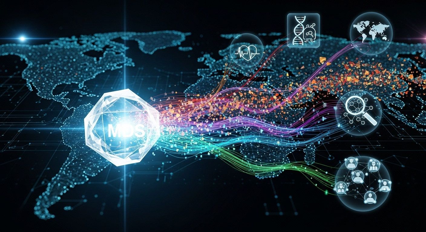 An abstract representation of interconnected data points in a medical context