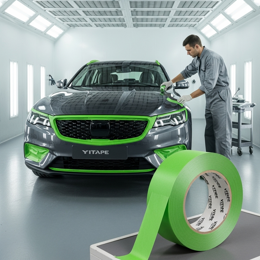 Специалист аккуратно удаляет остатки клея с кузова автомобиля, чтобы не повредить лакокрасочное покрытие.