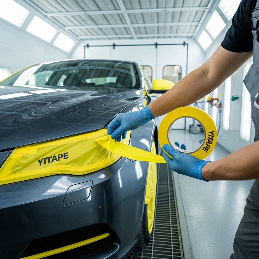 Process of wet sanding a step from tape on a car